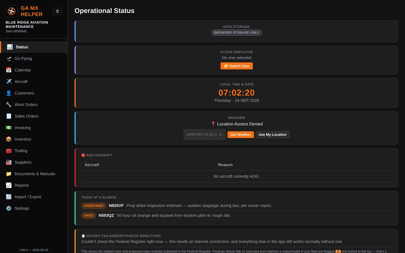 Operational Status dashboard