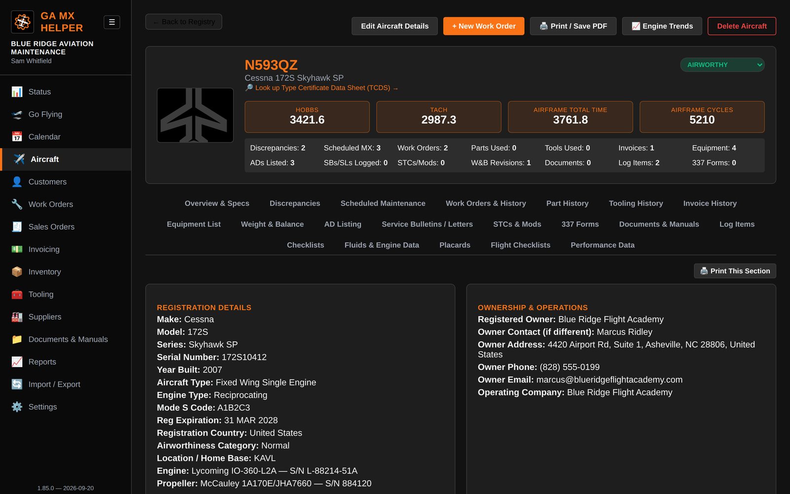 Aircraft profile overview